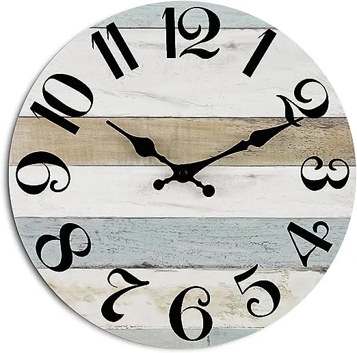 KECYET Wall Clock 14 inch Rustic Wall Clocks for Kitchen, Bathroom - Silent Non-Ticking Country Quartz Clock Decorative for Kitc