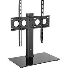 VIVO Black Universal TV Stand for 32 to 50 inch LCD LED Flat Screens, Tabletop VESA Mount with Tempered Glass Base and Cable Management STAND-TV00J