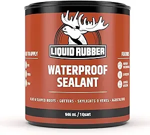 Liquid Rubber Waterproof Sealant - Indoor & Outdoor Coating - Easy to Apply - Water Based - Original Black, 1 Quart