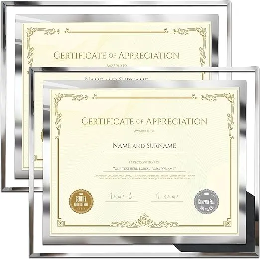 SE Seat 8.5 x 11 Certificate Document Frame Diploma Glass Picture Frames Tabletop (Pack of 2)