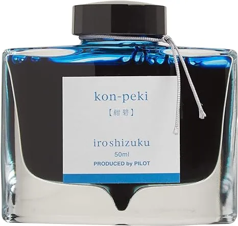 PILOT Iroshizuku Bottled Fountain Pen Ink, Kon-Peki, Deep Blue (Turquoise Blue) 50ML Bottle (69212)