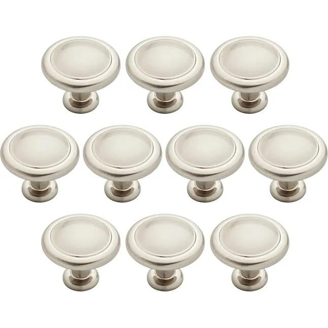 Franklin Brass Round Ringed (10-Pack) Cabinet Knobs Satin Nickel Drawer Knobs Kitchen Cabinet Knobs for Dresser Drawers Pulls and Knobs 1-1/4" Closet Door Knobs P35597K-SN-B