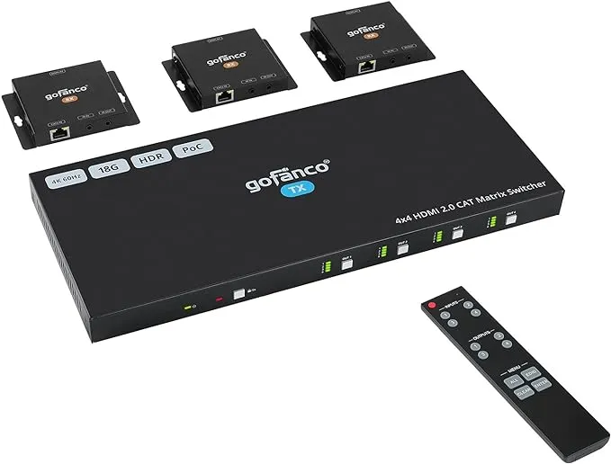 Gofanco 4x4 HDBaseT Matrix Extender 4K (Matrix44-HDBT)