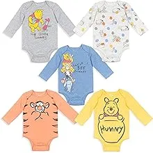 Disney Lion King Winnie The Pooh Nightmare Before Christmas Mickey Mouse Baby 5 Pack Bodysuits Newborn to Infant