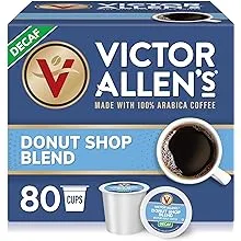 Victor Allen's Coffee Decaf Donut Shop Blend, Medium Roast, 80 Count, Single Serve Coffee Pods for Keurig K-Cup Brewers