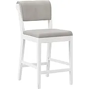 Hillsdale Furniture Clarion Wood and Upholstered Panel Back Bar Height Stool, Sea White