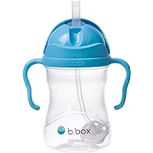 b.box Sippy Cup with Weighted Straw. Drink from any Angle, Leak Proof, Spill Proof, Easy Grip. BPA Free, Dishwasher Safe. For Babies 6m+ to Toddlers (Blueberry, 8oz)