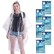 Disposable Rain Ponchos 6 Pack for Adults/Kids/Family Set-50% Thicker Emergency Ponchos