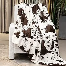 GEULAY Fleece Blanket Cow Print Soft Throw Blanket Lightweight Throw Blanket