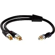 Mediabridge Ultra Series RCA Y-Adapter (12 Inches) - 2-Male to 1-Female for Digital Audio or Subwoofer - Dual Shielded with Gold-Plated Ultra Series RCA Connectors - Black (Part# CYA-2M1F-P)