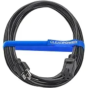 Clear Power 15 ft Indoor/Outdoor Extension Cord 16/3 SJTW, Black, Water & Weather Resistant, Flame Retardant, 3 Prong Grounded Plug, CP10123Clear Power 15 ft Indoor/Outdoor Extension Cord 16/3 SJTW, Black, Water & Weather Resistant, Flame Retardant, 3 Pr