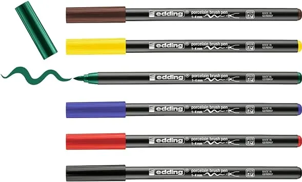 Edding 4200 Series Porcelain Brush Pens - Set of 6, Family