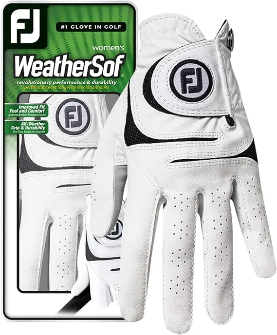 New Women&#039;s FJ FootJoy WeatherSof Golf Glove Right Hand White Size Med - LG