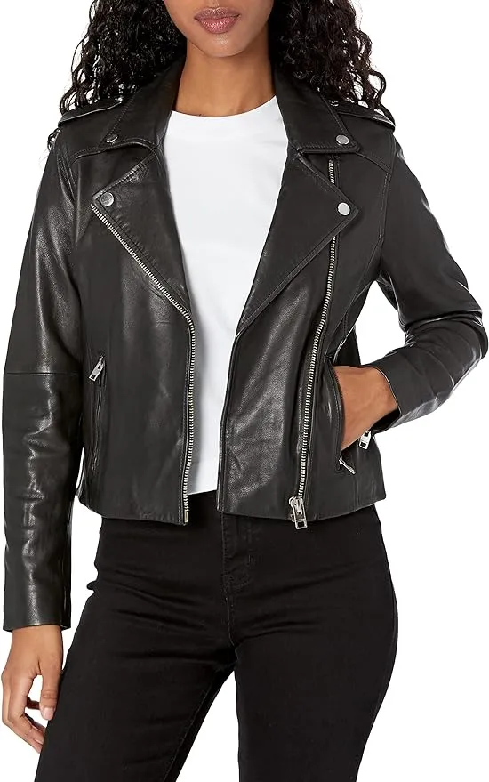 Lucky Brand Women's Classic Leather Moto Jacket