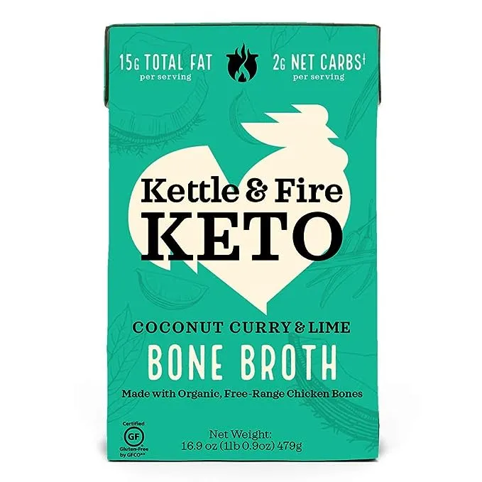 Kettle & Fire Coconut Curry & Lime Chicken Bone Broth 16.9 oz