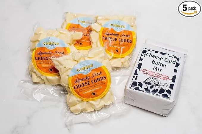 Cheese Bros Squeaky Fresh Wisconsin CHEESE CURDS | 8 ounce bags | Gourmet Gift for Families | Includes Batter Mix