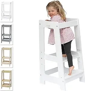 STEPUP Baby Toddler Tower Step High Chair | Montessori Inspired | Wooden Step Stool for Preschool Kids | Adjustable for 18 Month - 5 Years | Includes