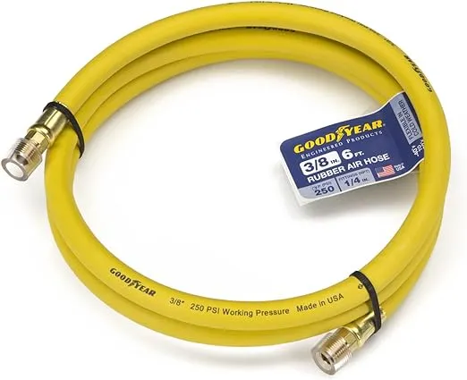 Goodyear 6' x 3/8" Rubber Whip Hose Yellow 250 PSI