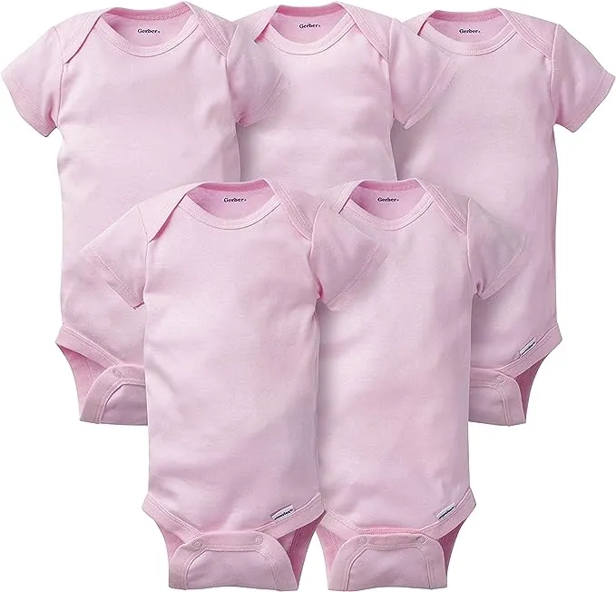 Gerber baby-girls 5-pack Solid Onesies Bodysuits