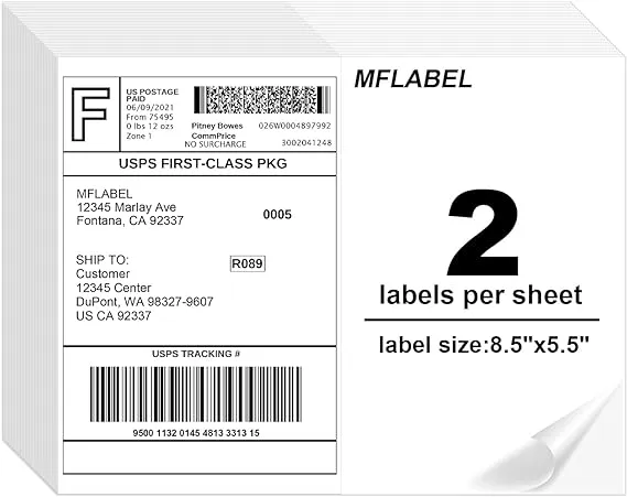 MFLABEL Half Sheet Labels with Self Adhesive,8.5 x 11 Inches Packaging Labels...