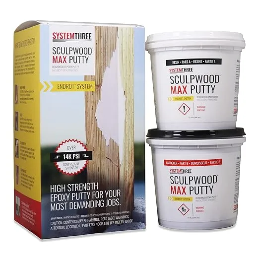 System Three SculpWood Max Putty Epoxy Wood Filler, 2 Gallon Kit