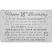 DEGASKEN Granddaughter 13th Birthday Card - Birthday Gifts for Sweet 13 Year Old Granddaughter - 13th Birthday Decorations for Girls, Personalized Engraved Wallet card