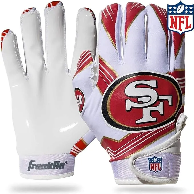 Franklin Sports Youth NFL Football Receiver Gloves - Kids Football Gloves Pair - NFL Team Logos and Silicone Palm - All Youth Sizes - Great Game Gear + Football Costume Accessory