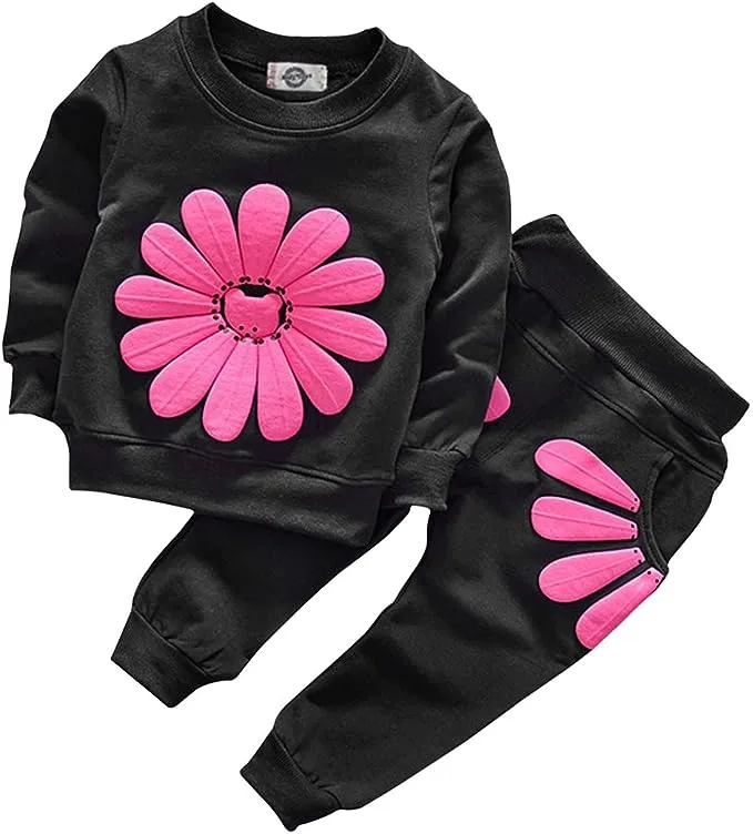 Toddler Baby Girls Sunflower Clothes Set Long Sleeve Top and Pants 2pcs Outfits Fall Clothes