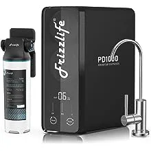 Frizzlife RO Reverse Osmosis Water Filtration System - 1000 GPD Fast Flow, Tankless, Reduces TDS, Compact, Alkaline Mineral PH, Household and Commercial Usage, USA Tech Support, PD1000-TAM4