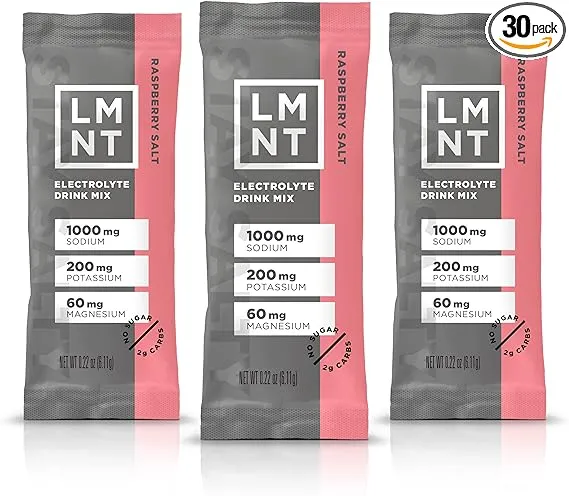 LMNT Keto Electrolyte Powder Packets | Paleo Hydration Powder | No Sugar, No Artificial Ingredients | Raspberry Salt | 30 Stick Packs