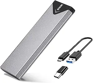 SSK Aluminum USB 3.2 Gen 1 to M.2 SATA NGFF SSD Enclosure Adapter, External SATA Based M.2 Solid State Drive Enclosure Reader (for M.2 SATA SSD only)