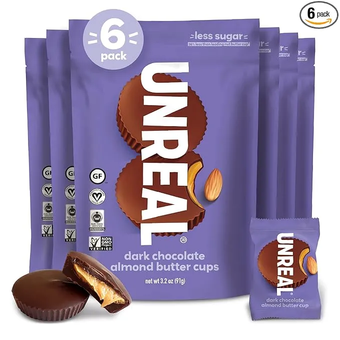 Unreal Dark Chocolate Almond Butter Cups Bag