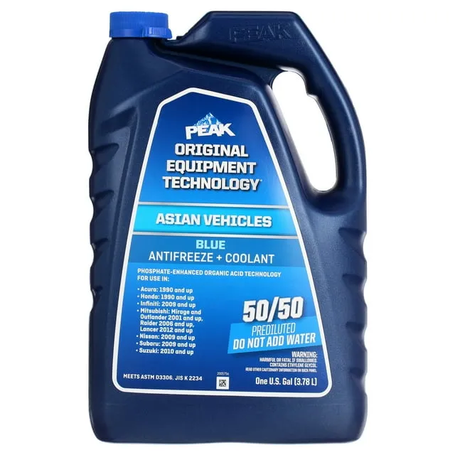 PEAK OET Extended Life Blue 50/50 Prediluted Antifreeze/Coolant for Asian Vehicles, 1 Gal.