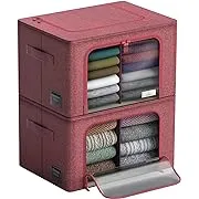 Sorbus Storage Bins with Divided Interior - Large Stackable & Foldable Organizer Containers with Metal Frame, Oxford Fabric, Large Window & Carry Handles - Organization for Bedroom, Linens & Clothes