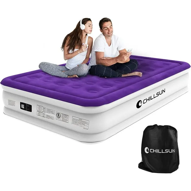 CHILLSUN Airbeds 16 inch Inflatable Double-High Queen Size InflatableAir Mattresses with Built-in Pump