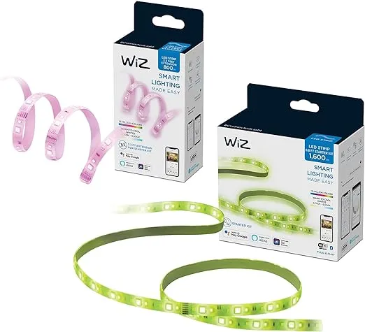 WiZ LED Strip Starter Kit (6.6’) and Extension (3.3’) - Smart- Full-Color- Low-Voltage Light - Connects to Your Existing Wi-Fi - Control with Voice or App - Google Home- Alexa and Siri Shortcuts