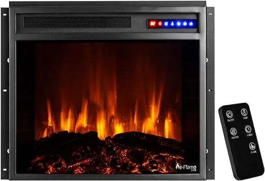 e-Flame USA Jackson 25" Black LED Electric Fireplace Stove Insert with Remote