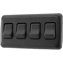 Quad SPST On-Off Switch with Bezel, 12-Volt, for RV, Trailer, Camper (Black)