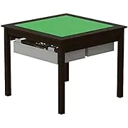 UTEX 2 in 1 Kids Construction Play Table with Storage Drawers and Built in Plate (Espresso with Grey Drwaer)