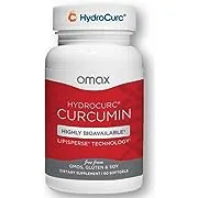 Omax HydroCurc Turmeric Curcumin Softgels, Highly Bioavailable for Natural Joint Relief, Nanoparticle Potency & Absorption (60 Softgels)