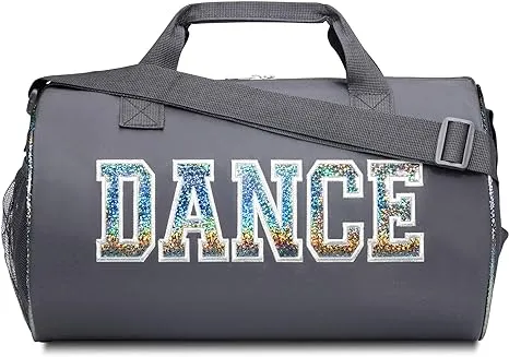 Dance Duffle Bag for Girls, Kids Travel Bag with Adjustable Carry on and Handy Pouch, Dance Accessories for Girls, Teens (Black/Multi)