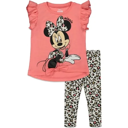 Disney Minnie Mouse Floral Peplum T-Shirt and Leggings Outfit Set Infant to Big Kid