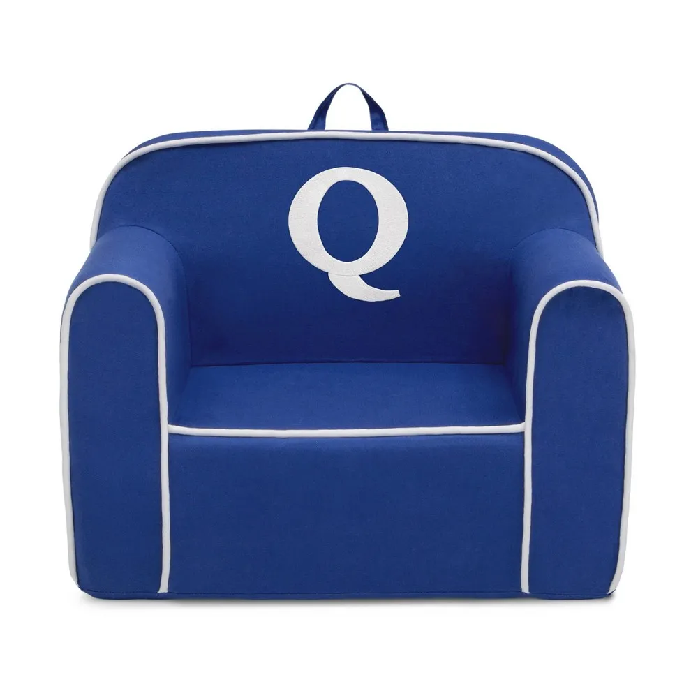 Delta Children Personalized Monogram Cozee Foam Kids' Chair - Customize with Letter Q - 18 Months and Up - Navy & White