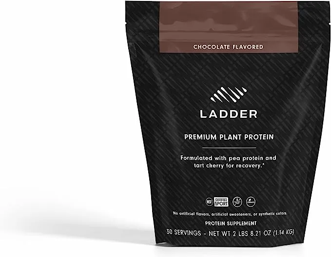 LADDER Plant Based Protein Powder, 21g of Vegan Protein with BCAAs and Probiotics | Pea and Pumpkin | Dairy Free, NSF Certified for Sport, Naturally Flavored (Chocolate Pouch)