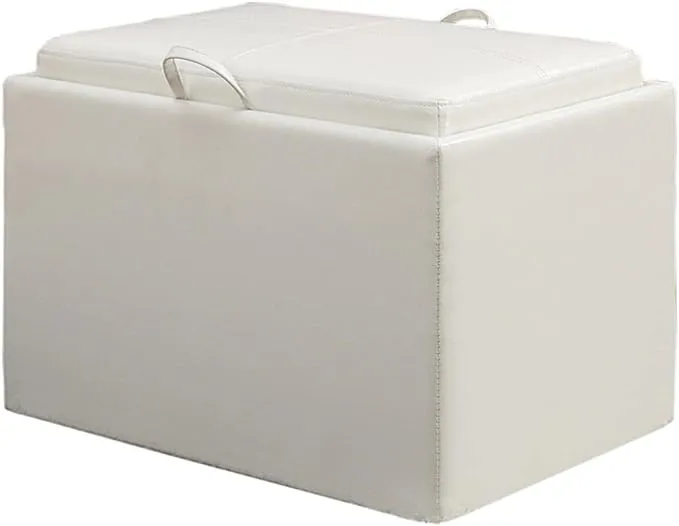 Convenience Concepts Designs4Comfort Accent Storage Ottoman, 22.75 x 15.75 x 16, Ivory Faux Leather