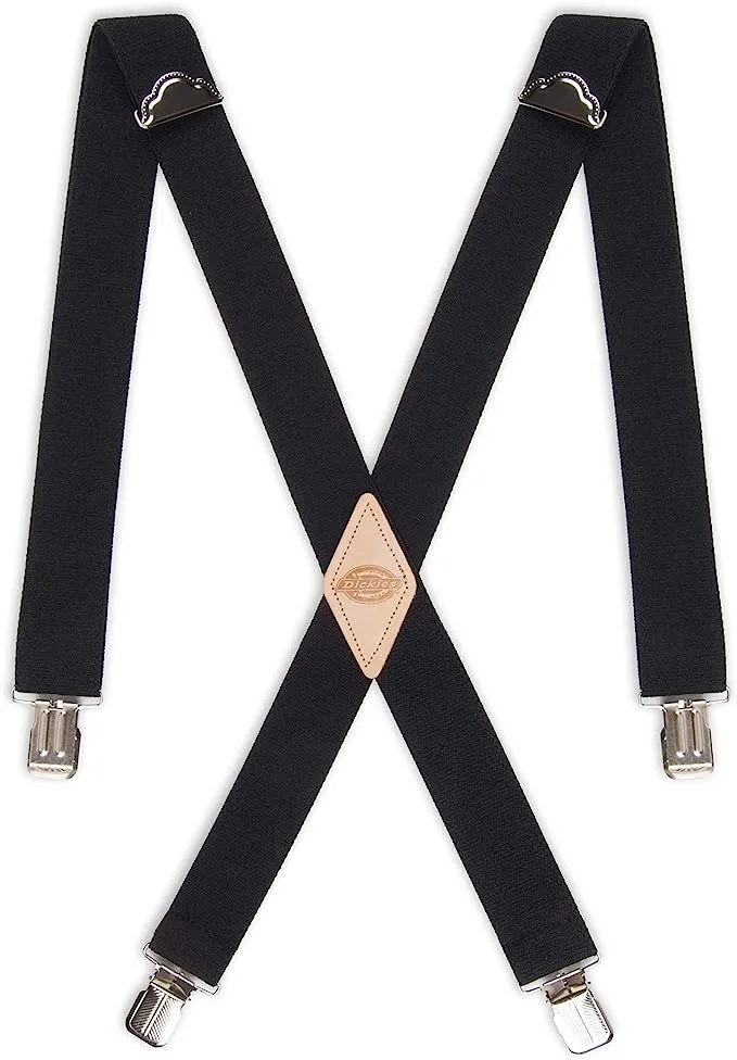 Dickies Men's 1 1/2 inch Solid Straight Clip Adjustable X Back Suspender