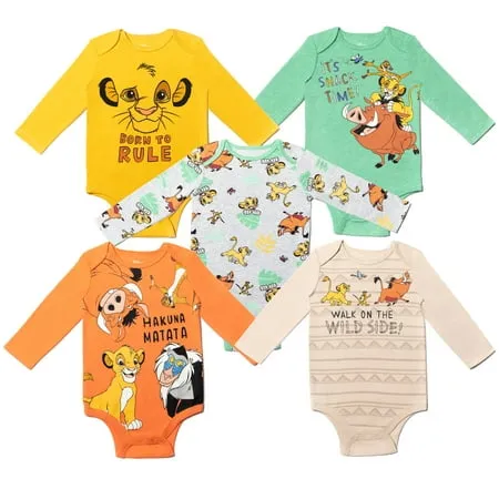 Disney Lion King Newborn Baby Boys 5 Pack Bodysuits