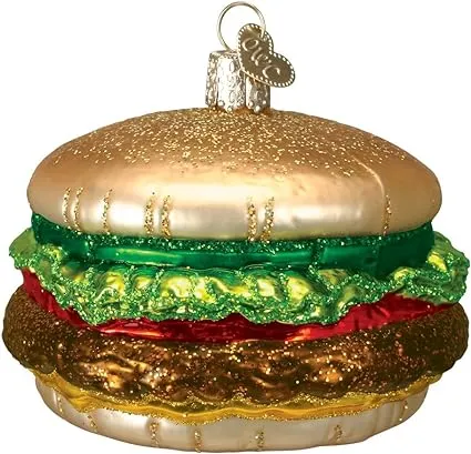 Old World Christmas Ornaments: Cheeseburger Glass Blown Ornaments for Christmas Tree (32065)