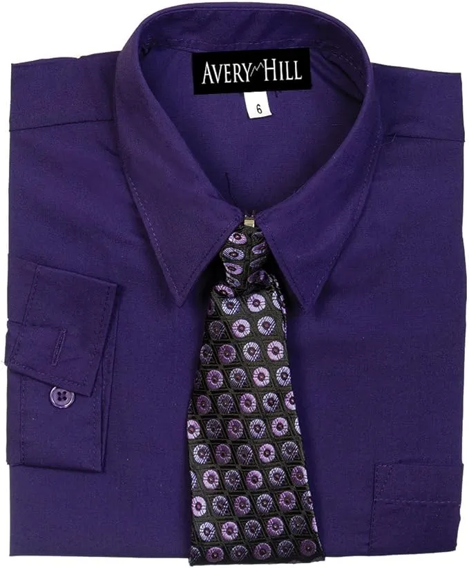 Avery Hill Boys Long Sleeve Dress Shirt with Windsor Tie