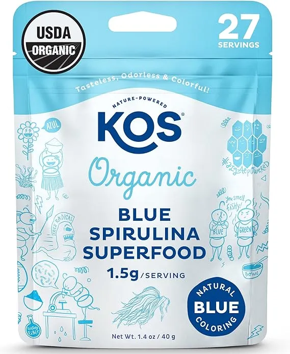 KOS, Poudre de spiruline bleue lumineuse biologique, 40 g